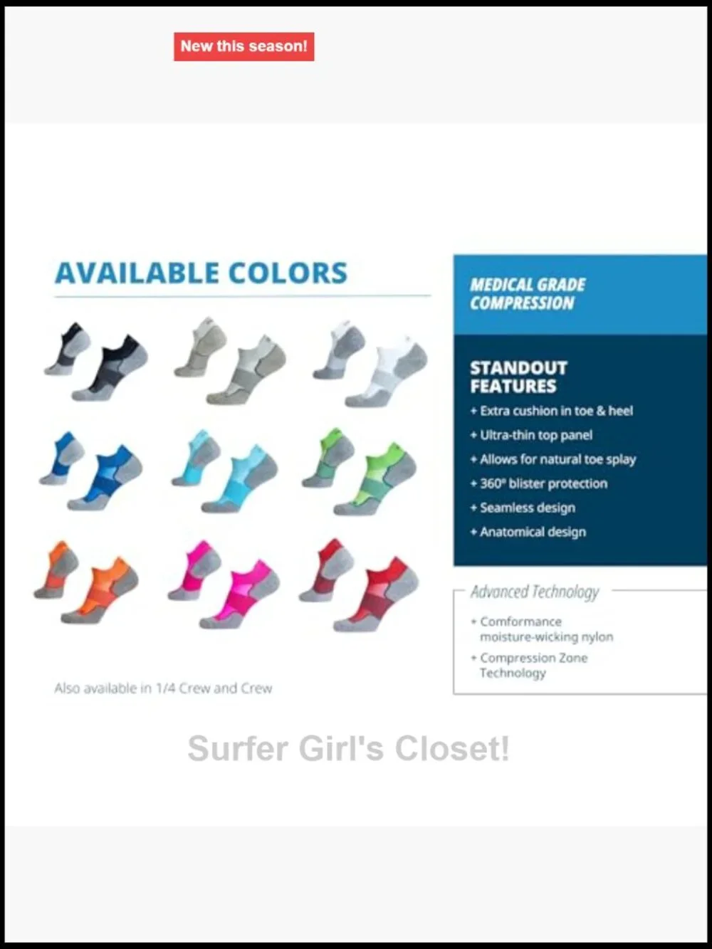 No-Show Socks with Blister Protection & Light Compression